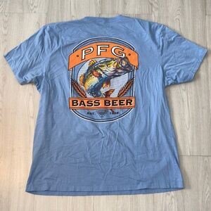 COLUMBIA PFG Bass Beer Graphic Tee - Blue and Orange